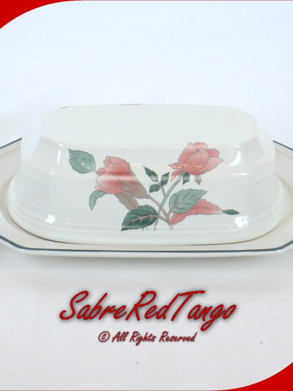 Vintage Mikasa Japan Ceramic 1/4 Lb Covered Butter Dish F3003 Silk Flowers